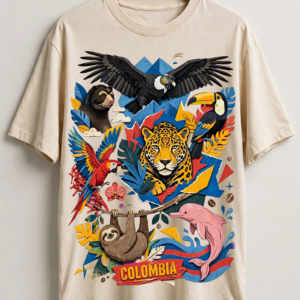 Arte Digital para Estampado de Camiseta - Fauna y Biodiversidad de Colombia (Vector / PNG Alta Calidad)